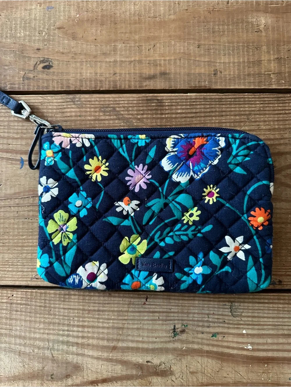 Vera Bradley purse wallet wristlet blue floral wildflowers Cottagecore clutch